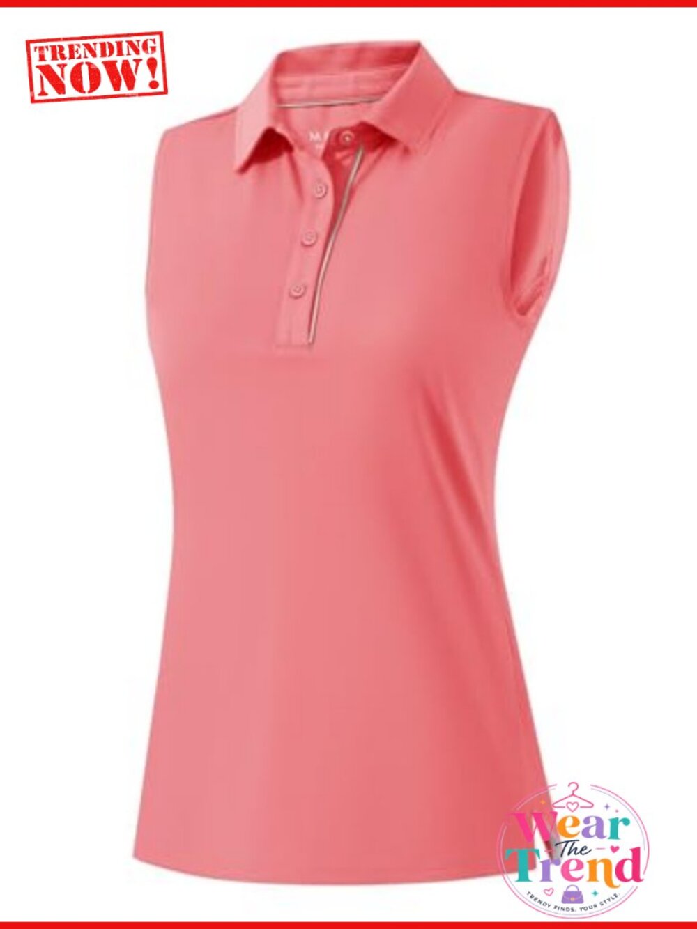 Women's Sleeveless Golf Polo Shirt 4-Button Collar Quick Dry UV Protection